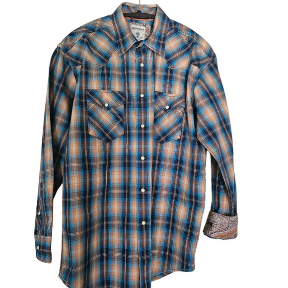 Rough Stock Mens long sleeve Button up long sleeve Casual Plaid Shirt size M - Picture 1 of 7